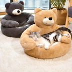 Kuschelbärenbett - Haustier rein - Bär satt!