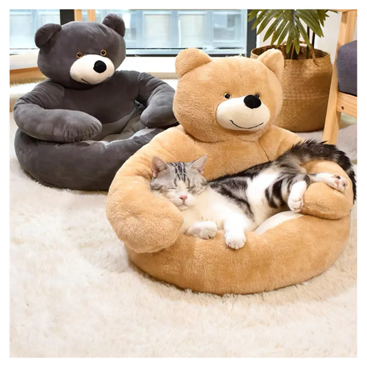 Kuschelbärenbett - Haustier rein - Bär satt!